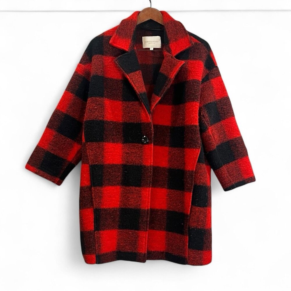 Marisa & Marie Jacket Women Medium Black Wool Blend Italy Buffalo Checkered Coat